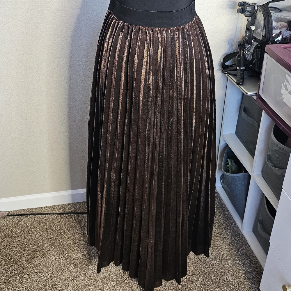 Elegant Brown Pleated Skirt